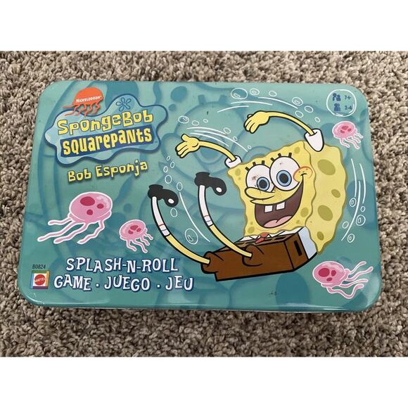 Nickelodeon SpongeBob SquarePants Splash-n-Roll Board Game In Tin Mattel 2002 - Picture 1 of 6